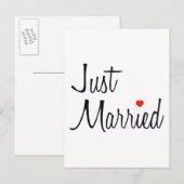 Just Married (Skript mit rotem Herzen) Ankündigungspostkarte (Vorne/Hinten)