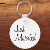 Just Married (Skript mit rotem Herzen) Schlüsselanhänger (Vorderseite)