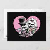 Just Married Skulls Ankündigungspostkarte (Vorne/Hinten)