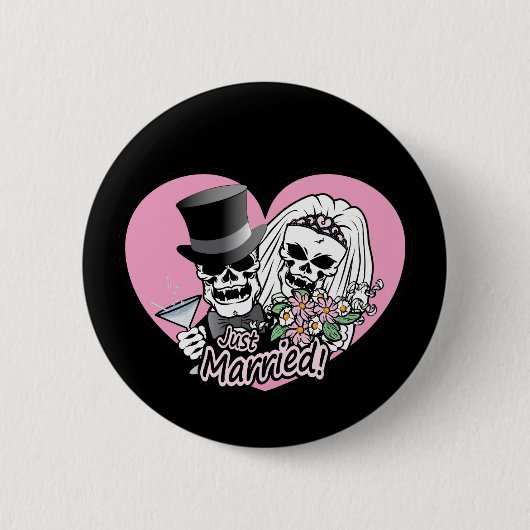 Just Married Skulls Button (Vorderseite)