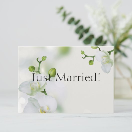 Just Married Soft Elegante Orchid Ankündigung (Stehend Vorderseite)