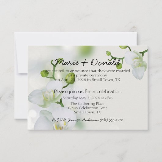 Just Married Soft Elegante Orchid Ankündigung (Rückseite)
