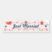 Just Married Starfish Coral Navy Nautical Wedding Autoaufkleber (Vorne)