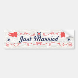 Just Married Starfish Coral Navy Nautical Wedding Autoaufkleber