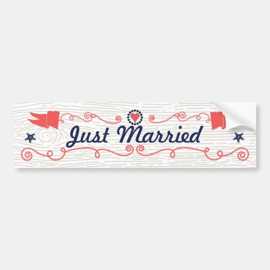 Just Married Starfish Coral Navy Nautical Wedding Autoaufkleber (Vorne)