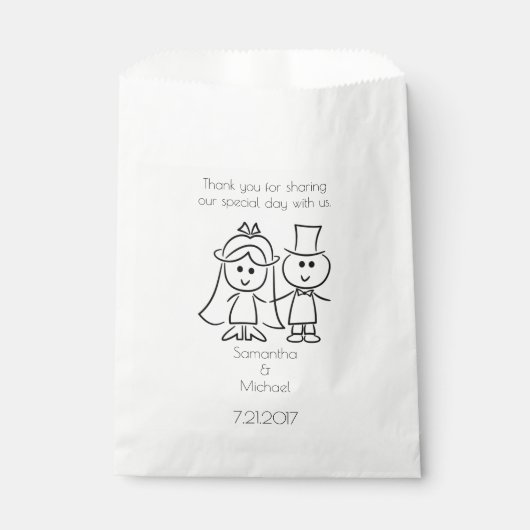 Just Married Strichmännchen Couple White Gevor Bag Geschenktütchen (Vorderseite)