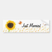 Just Married Sunflower Butterfly Autoaufkleber (Vorne)
