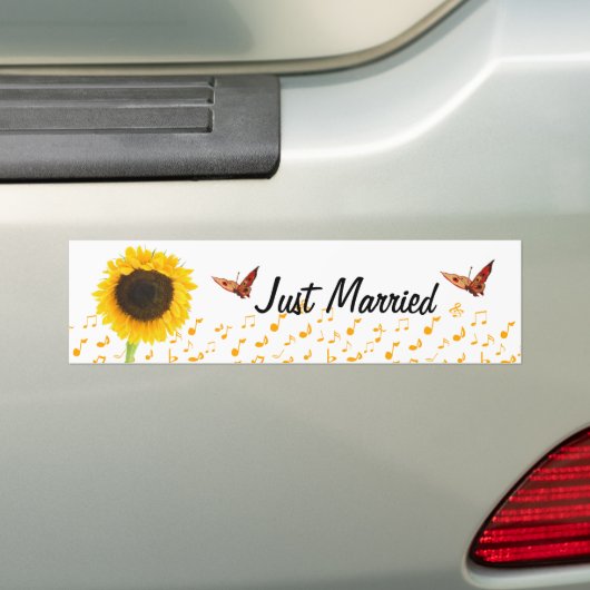 Just Married Sunflower Butterfly Autoaufkleber (Auf Auto)