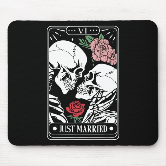Just Married Tarot Card Halloween Skeleton Couple Mousepad (Vorne)