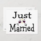 Just Married Toast Ankündigungspostkarte (Vorne/Hinten)