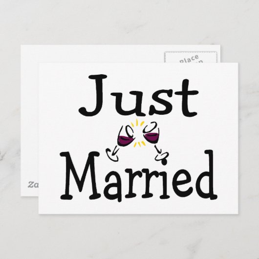 Just Married Toast Ankündigungspostkarte (Vorne/Hinten)