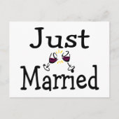Just Married Toast Ankündigungspostkarte (Vorderseite)