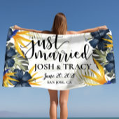 Just Married Tropical Newlyweds Personalisierte Ge Strandtuch