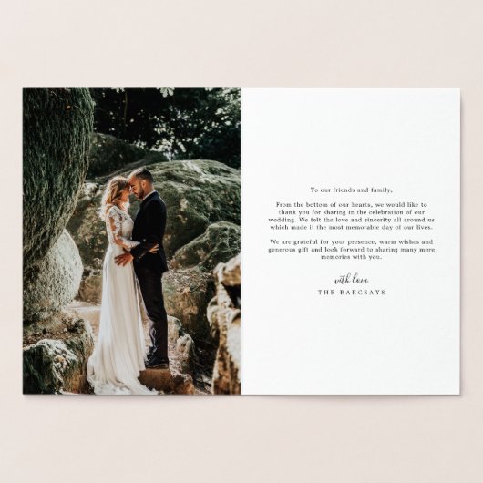 Just Married Typografy Wedding Anuncement Foto Folienkarte (Innenseite)