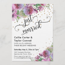 Just Married Typografy Wildblume Gold Confetti