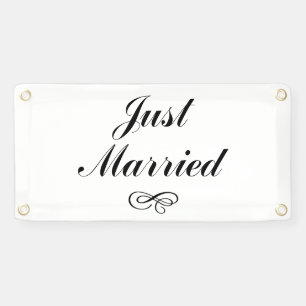 Just Married Vintage Wedding Car Sign Banner