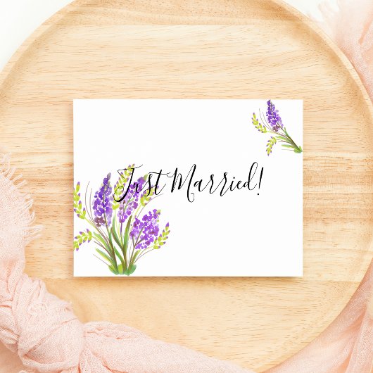 Just Married Watercolor Lavendel und Green Floral