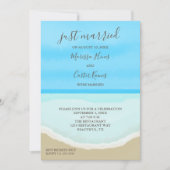 Just Married Watercolor Ocean Beach Einladung (Vorderseite)