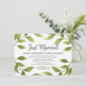 Just Married Watercolor Willow Wreath Ankündigung (Stehend Vorderseite)