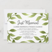 Just Married Watercolor Willow Wreath Ankündigung (Vorderseite)