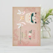 Just Married Wedcar und Flying Doves Invitati Einladung (Stehend Vorderseite)