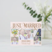 Just Married Wedding Announcement Elopement Postkarte (Stehend Vorderseite)