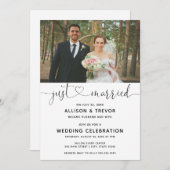 Just Married Wedding Announcement Empfang Einladung (Vorne/Hinten)