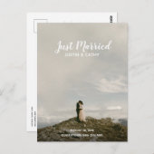Just Married Wedding Announcement Modernes Elegant Postkarte (Vorne/Hinten)