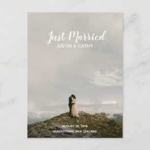Just Married Wedding Announcement Modernes Elegant Postkarte