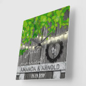 Just Married Wedding Announcement Wall Clock Quadratische Wanduhr (Winkel)
