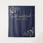 Just Married Wedding Backdrop Wandteppich (Vorderseite)