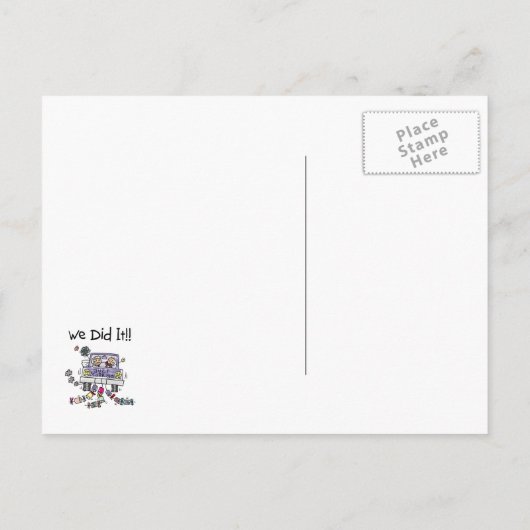 Just Married Wedding Car Ankündigungspostkarte (Rückseite)