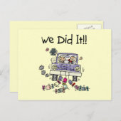 Just Married Wedding Car Ankündigungspostkarte (Vorne/Hinten)