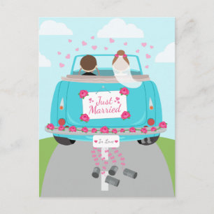 Just Married Wedding Car Blue Wedding Ankündigung