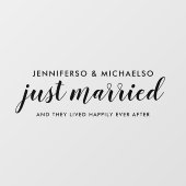 Just Married Wedding Car Fensteraufkleber (Blatt)