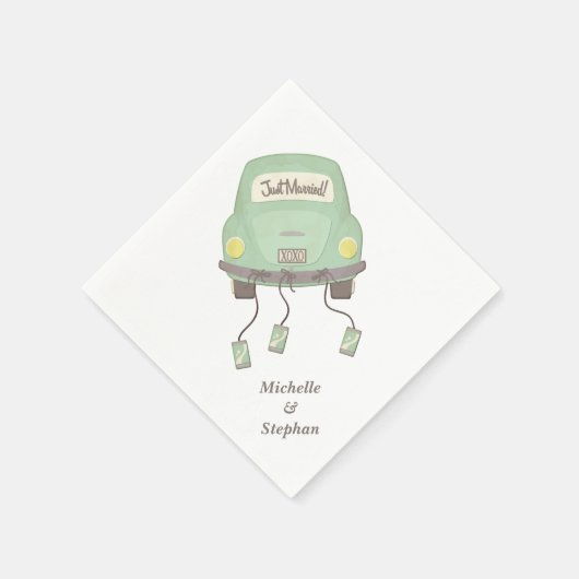 Just Married Wedding Car Serviette (Ecke)