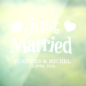 Just Married Wedding Car Window Cling with Hearts Fensteraufkleber (Blatt 3)
