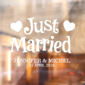 Just Married Wedding Car Window Cling with Hearts Fensteraufkleber (Blatt 2)