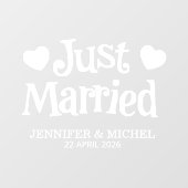 Just Married Wedding Car Window Cling with Hearts Fensteraufkleber (Blatt)