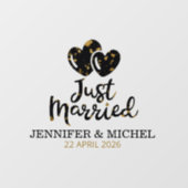Just Married Wedding Car Window Cling with Hearts Fensteraufkleber (Blatt)