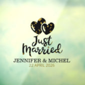 Just Married Wedding Car Window Cling with Hearts Fensteraufkleber (Blatt 3)