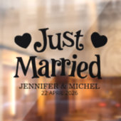 Just Married Wedding Car Window Cling with Hearts Fensteraufkleber (Blatt 2)