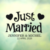 Just Married Wedding Car Window Cling with Hearts Fensteraufkleber (Blatt 3)