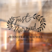 Just Married Wedding Car Window Cling with Hearts Fensteraufkleber (Blatt 2)