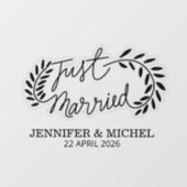 Just Married Wedding Car Window Cling with Hearts Fensteraufkleber (Blatt)
