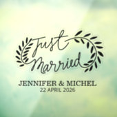 Just Married Wedding Car Window Cling with Hearts Fensteraufkleber (Blatt 3)