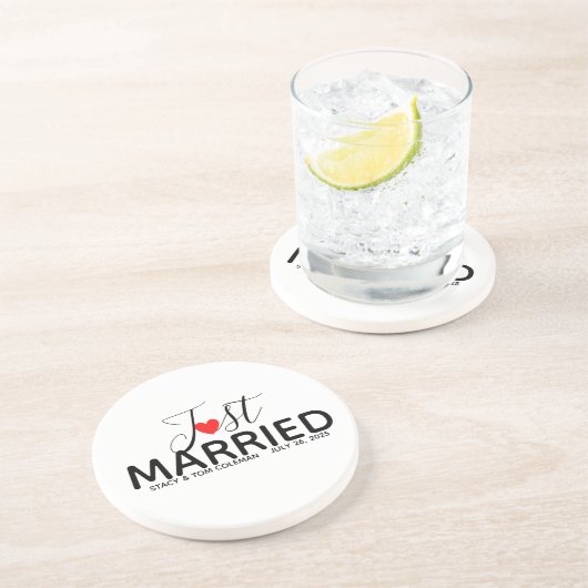 Just Married Wedding Custom Getränkeuntersetzer (Seite)