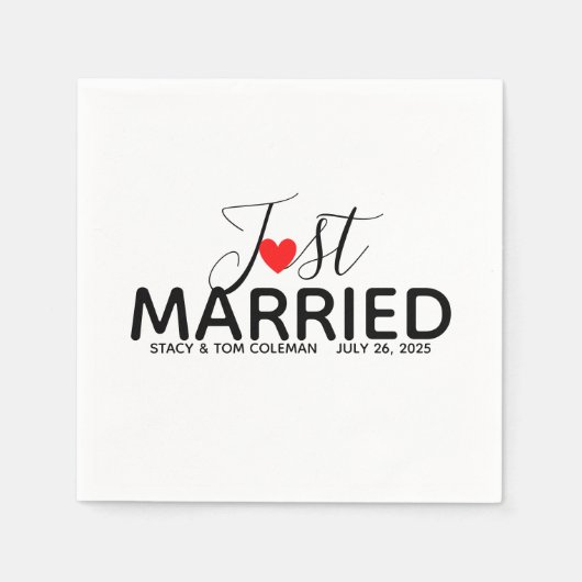 Just Married Wedding Custom Serviette (Vorderseite)