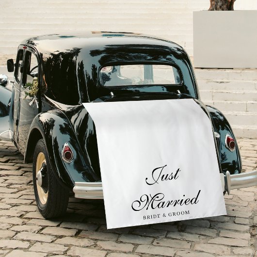 Just Married Wedding Date Fabric Car Banner Sign Wandteppich