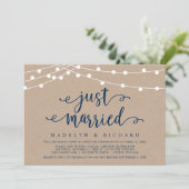 Just Married, Wedding Elopement Party Celebration Einladung (Stehend Vorderseite)